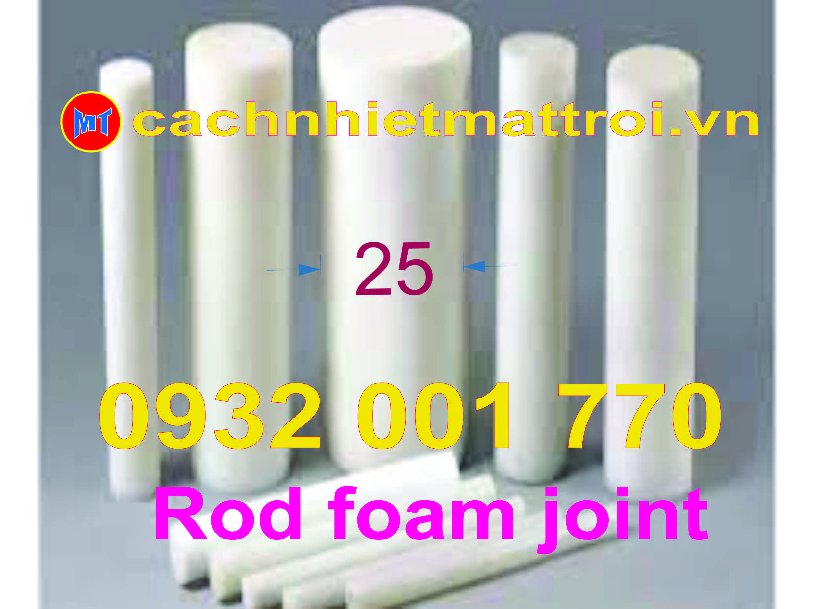 hình ảnh sản phẩm Ron xốp tròn đặc phi 25mm - Backer Rod - PE Foam Rod đường kính 25mm